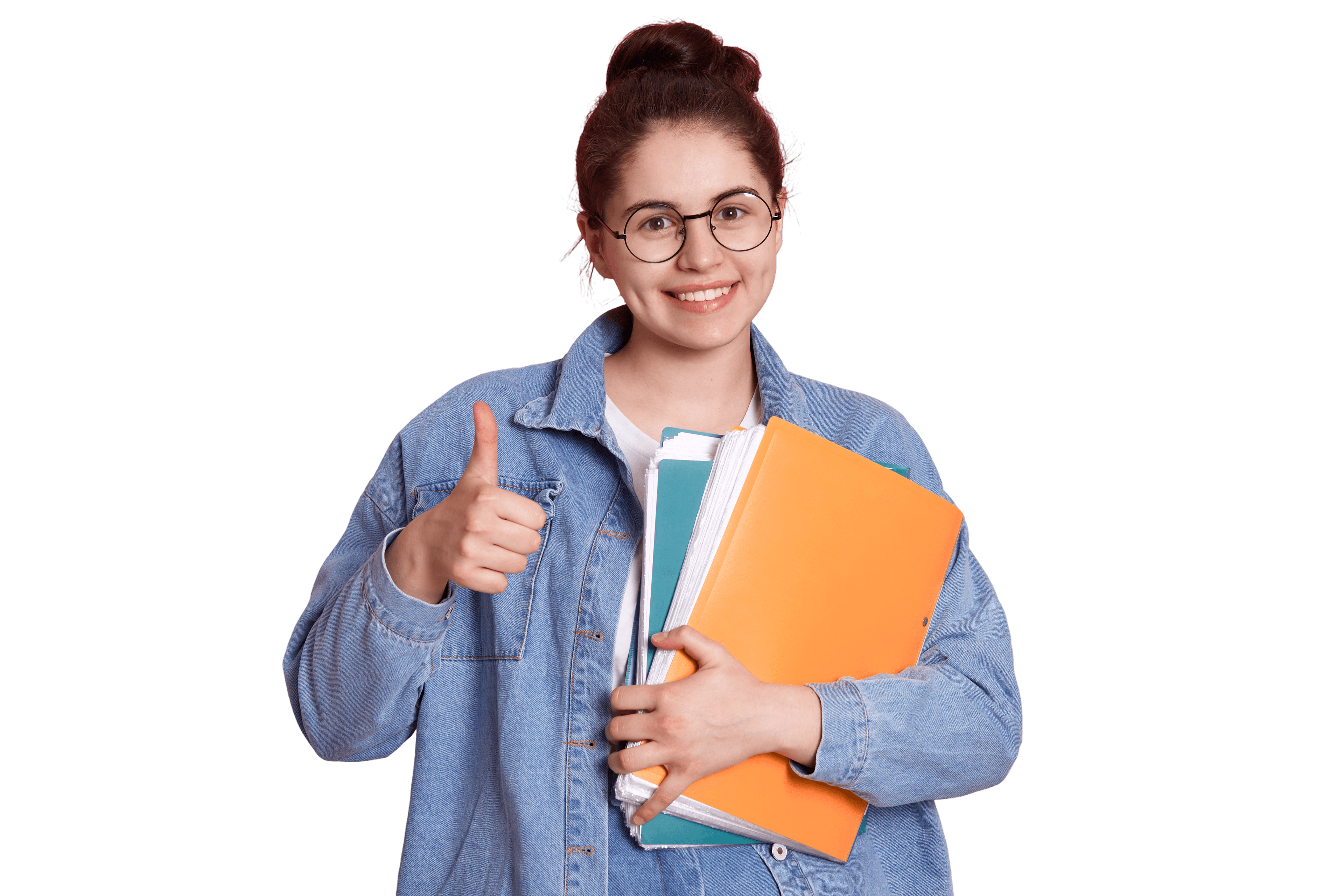 Smiling student holding books